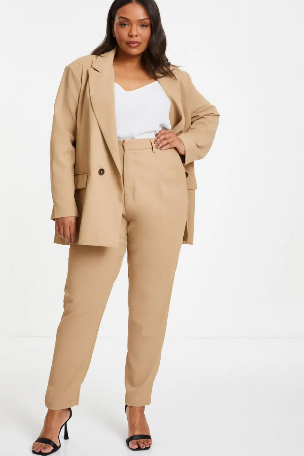 Curve Camel Tailored Trousers