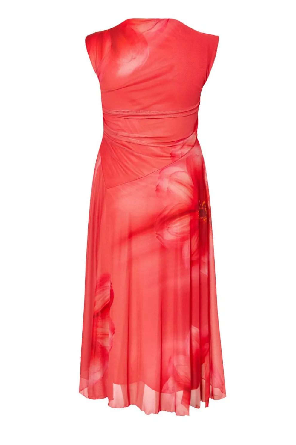Curve Coral Mesh Midaxi Dress