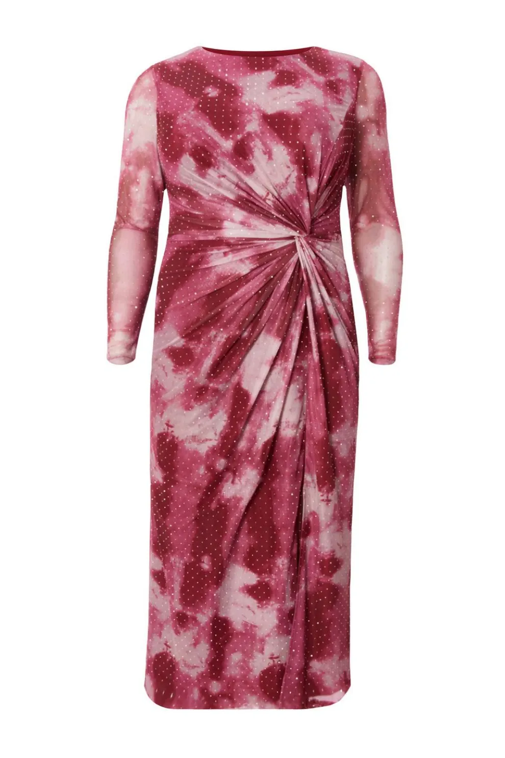 Curve Dark Pink Marble Print Midaxi Dress