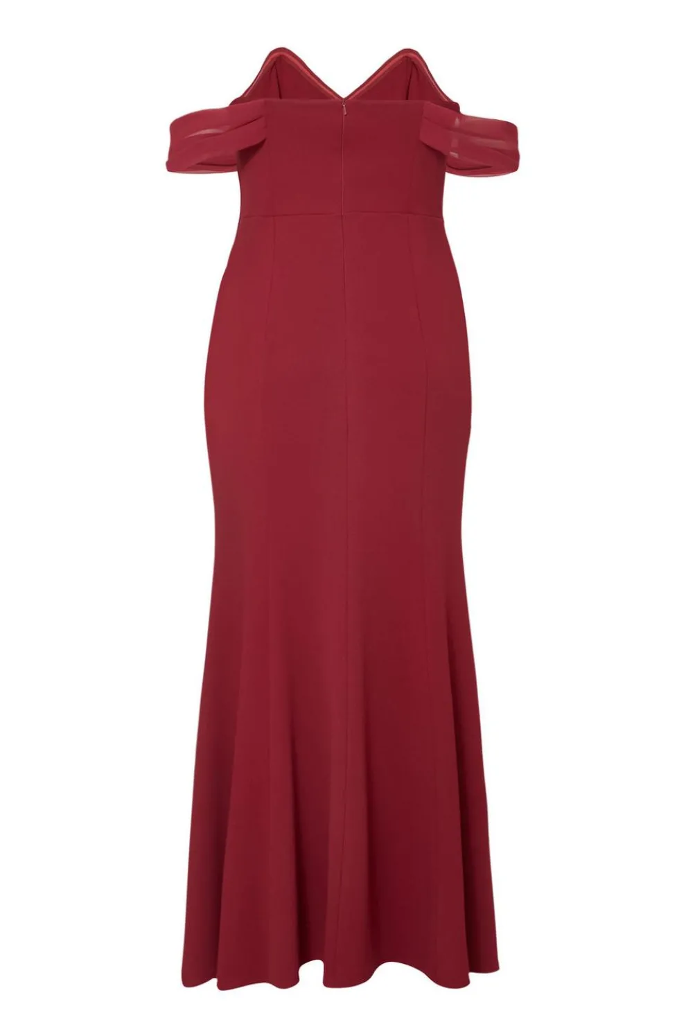 Curve Dark Red Chiffon Bardot Maxi Dress