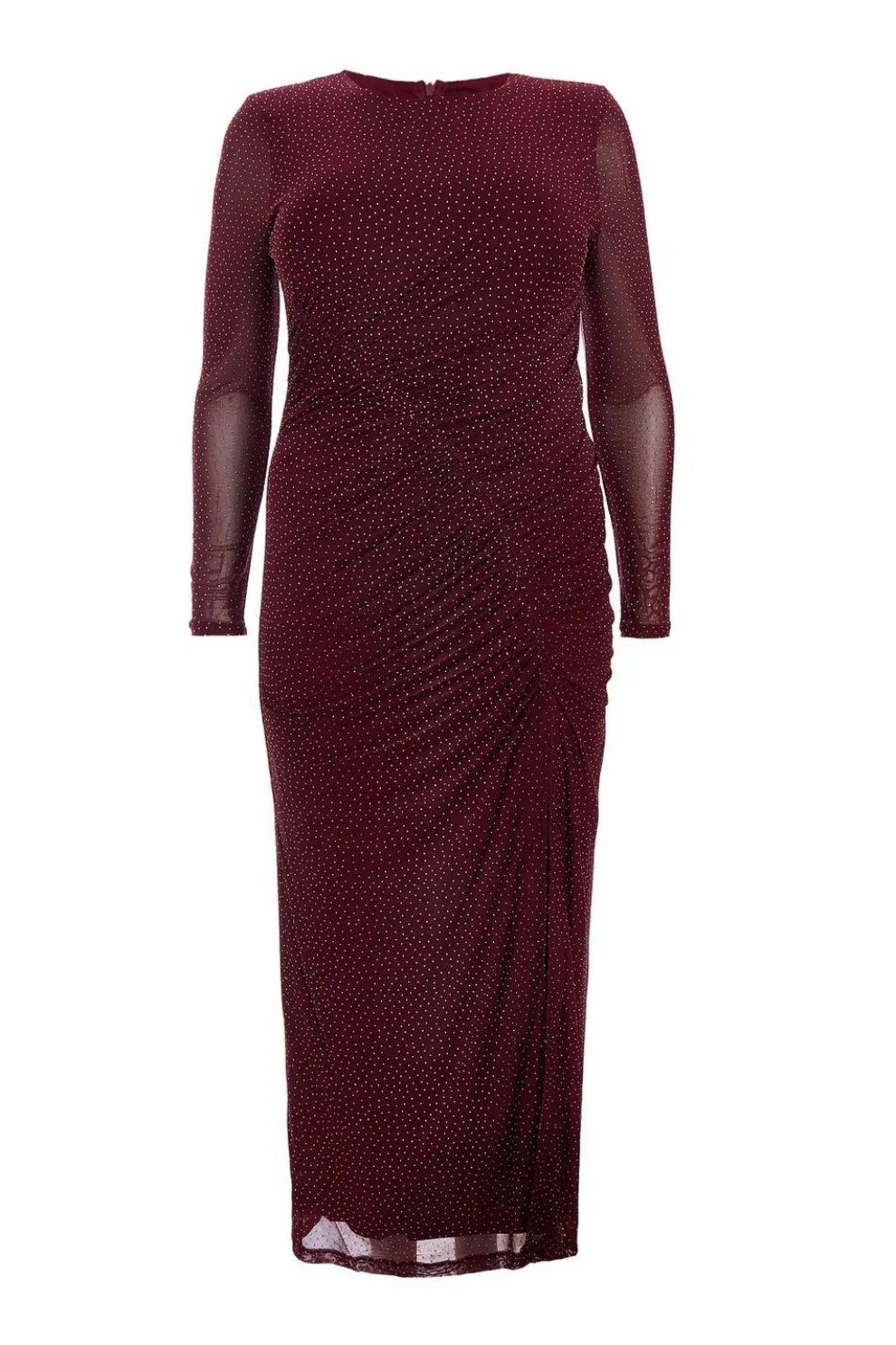 Curve Dark Red Mesh Midaxi Dress