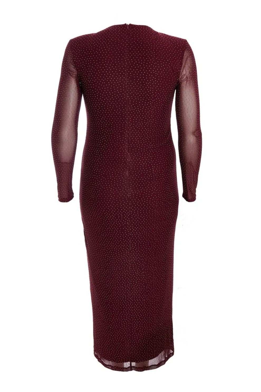 Curve Dark Red Mesh Midaxi Dress