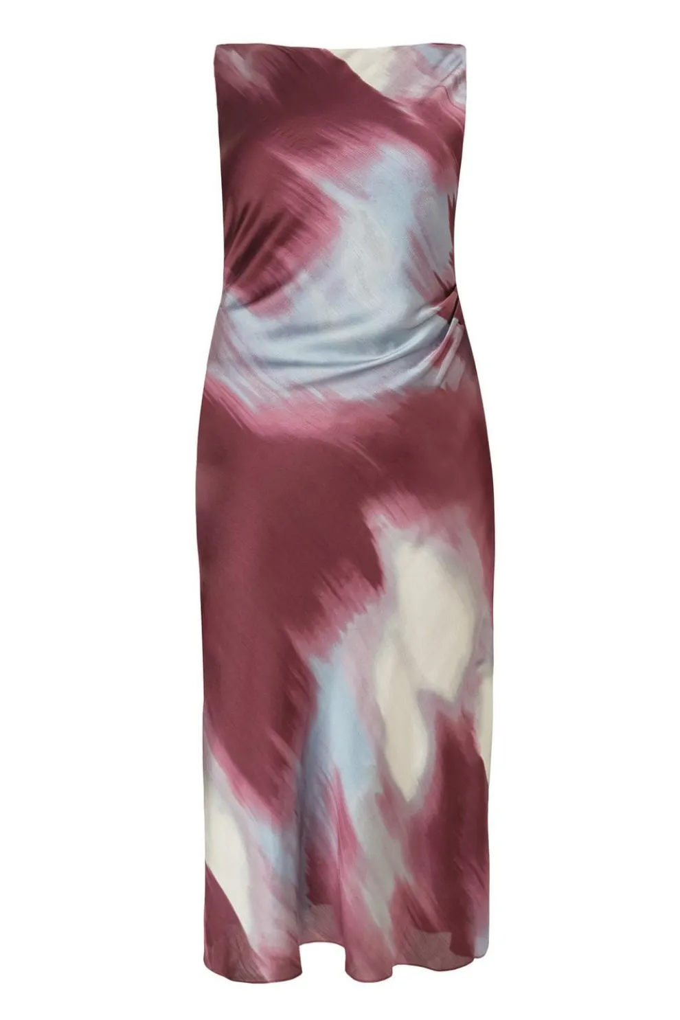 Curve Dark Red Printed Satin Midaxi Dress
