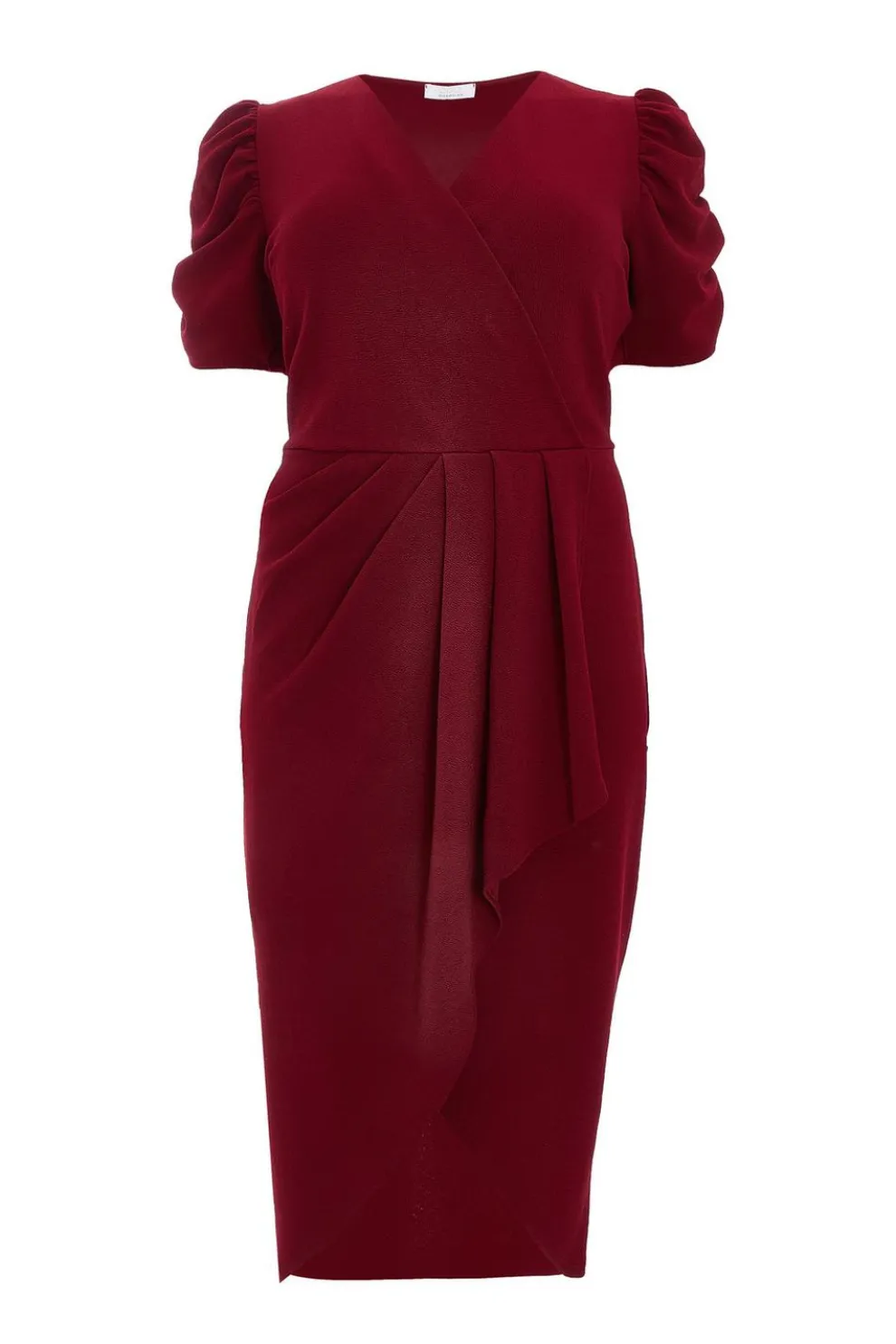 Curve Dark Red Wrap Midi Dress