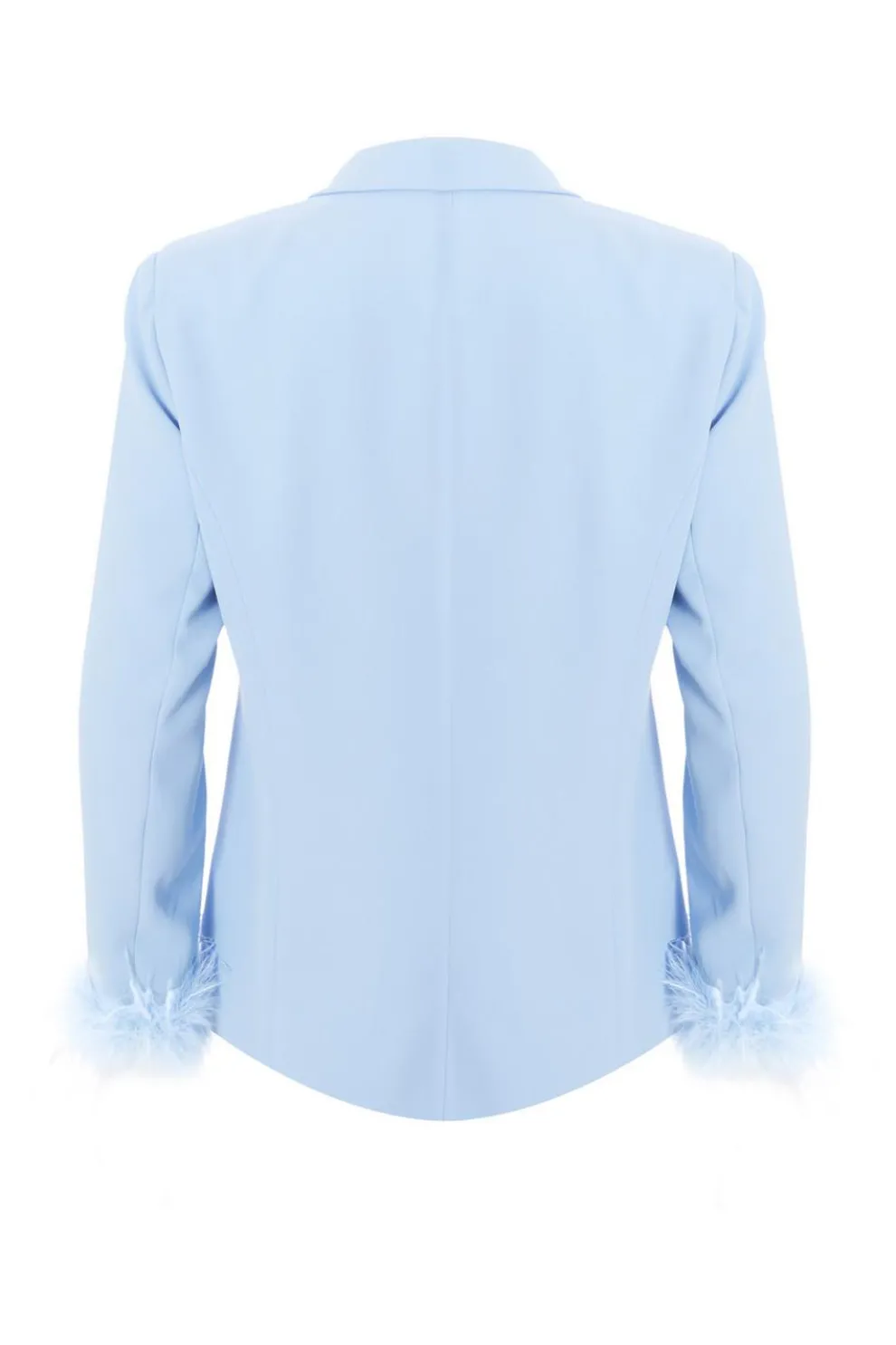 Curve Light Blue Feather Trim Blazer