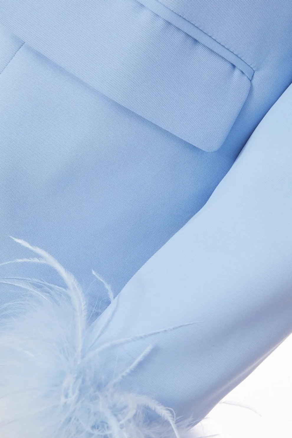 Curve Light Blue Feather Trim Blazer
