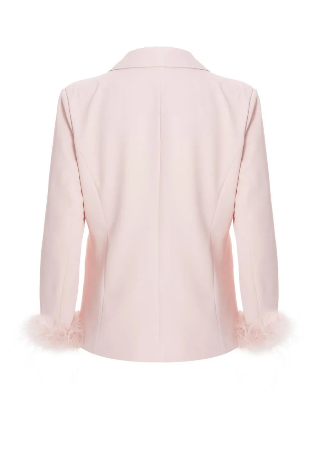 Curve Light Pink Feather Trim Blazer