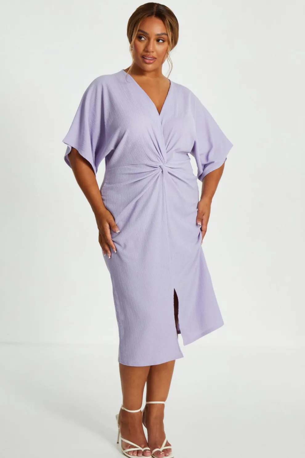 Curve Lilac Knot Front Midi Dress