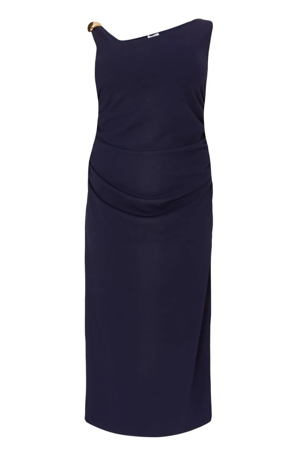 Curve Navy Buckle Detail Midaxi Dress