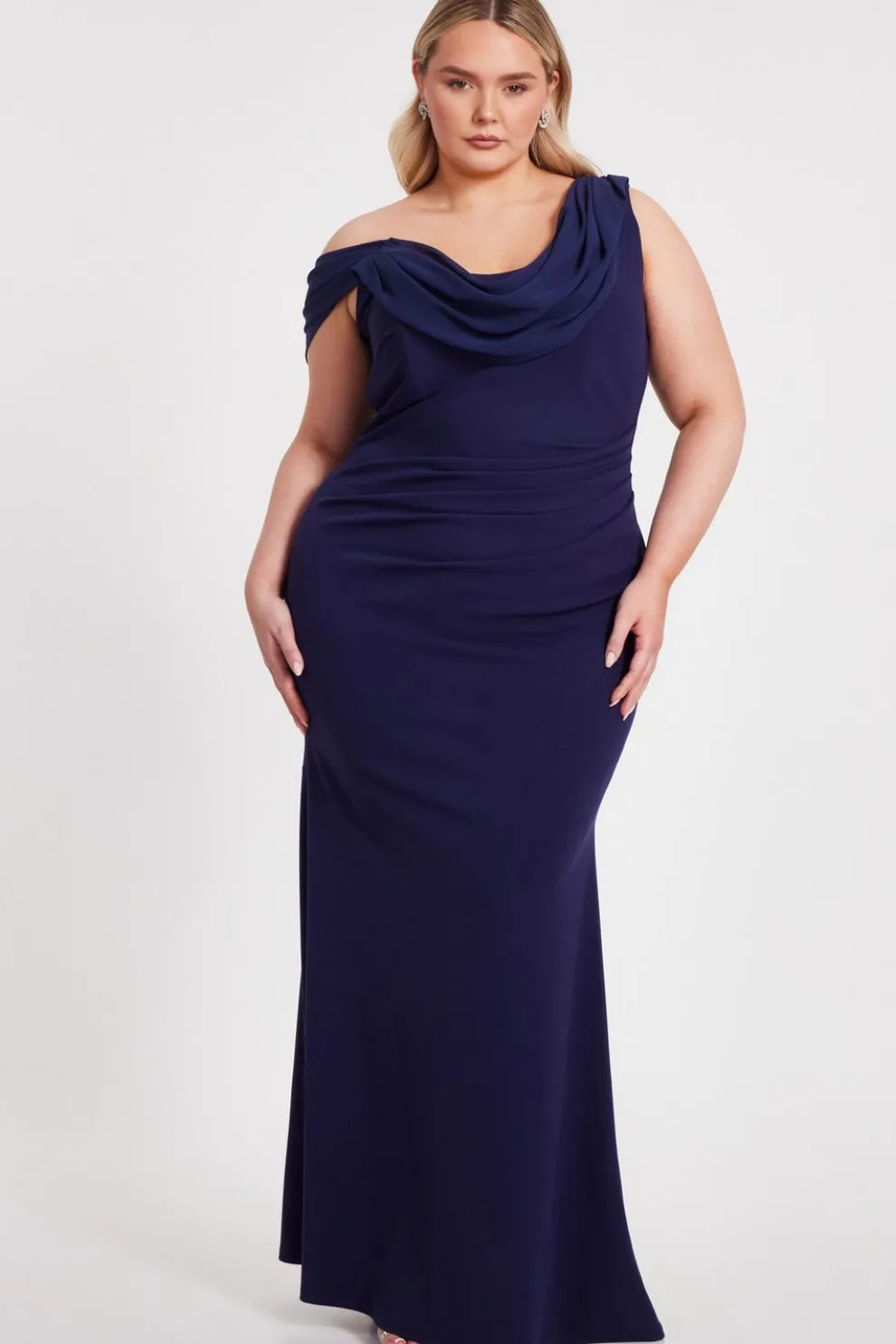 Curve Navy Drop Sleeve Maxi Dress