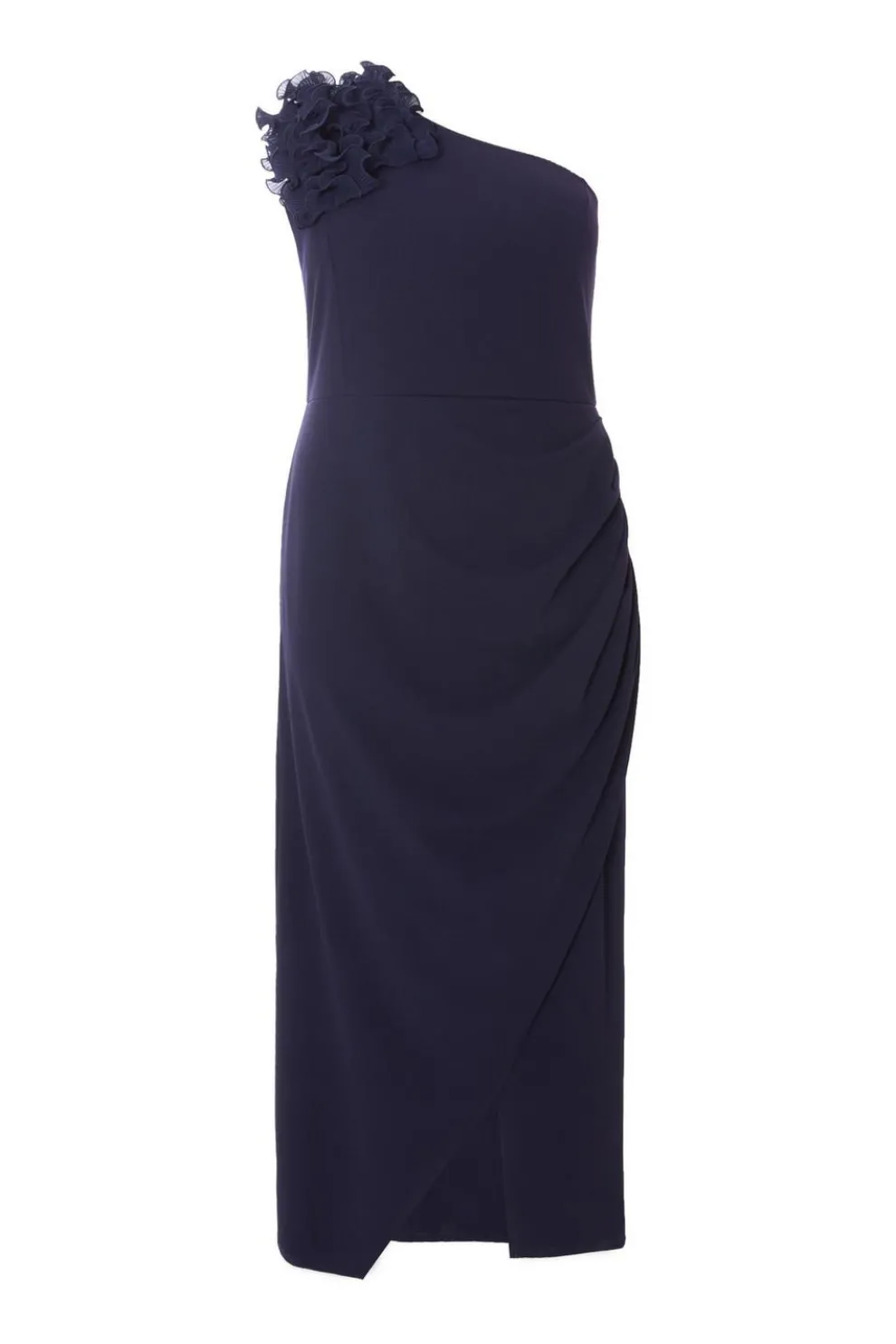Curve Navy One Shoulder Maxi Dress
