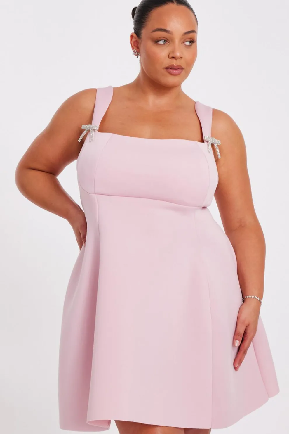 Curve Pink A-Line Mini Dress