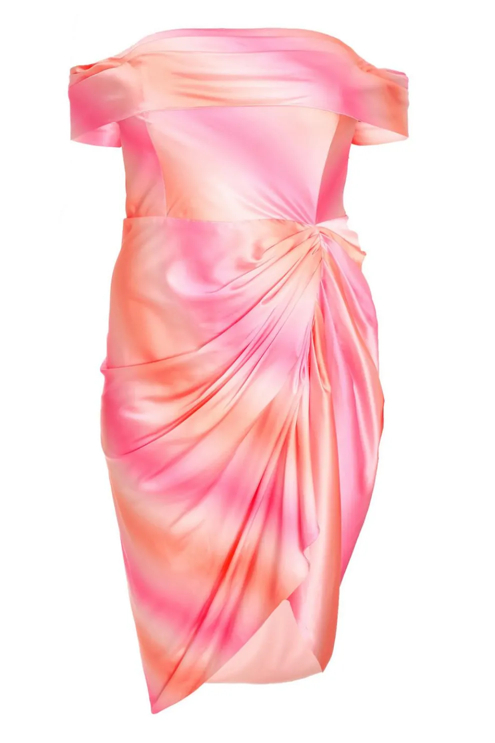 Curve Pink Ombre Bardot Midi Dress