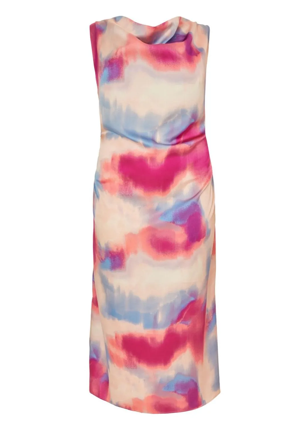 Curve Pink Satin Tie Dye Midi Dress