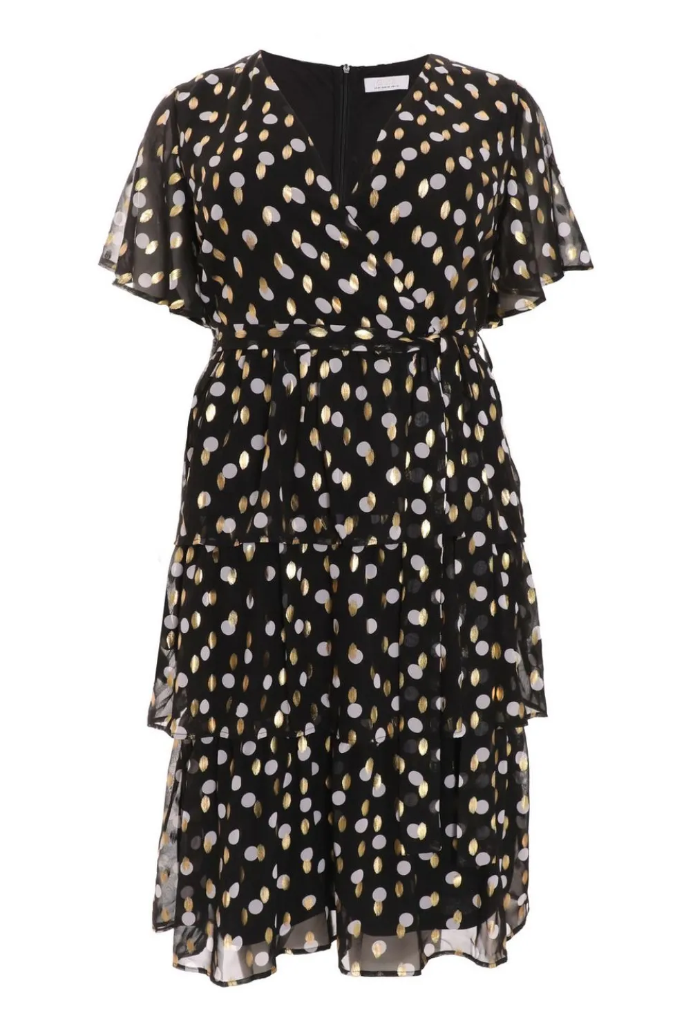 Curve Polka Dot Foil Wrap Midi Dress