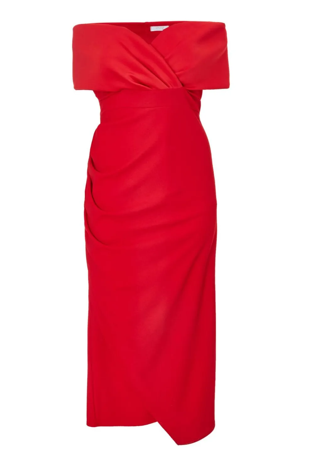 Curve Red Bardot Wrap Maxi Dress