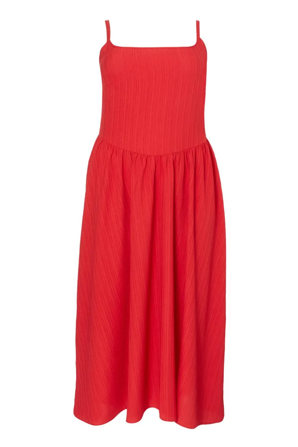 Curve Red Drop Waist Midaxi Dress