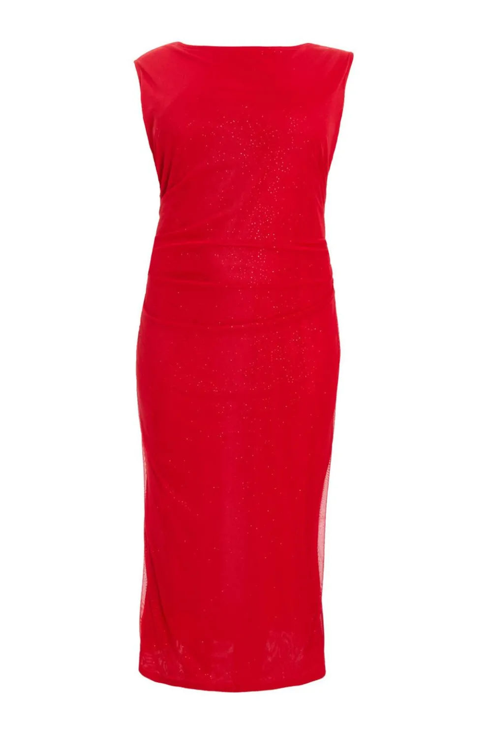 Curve Red Glitter Mesh Midaxi Dress