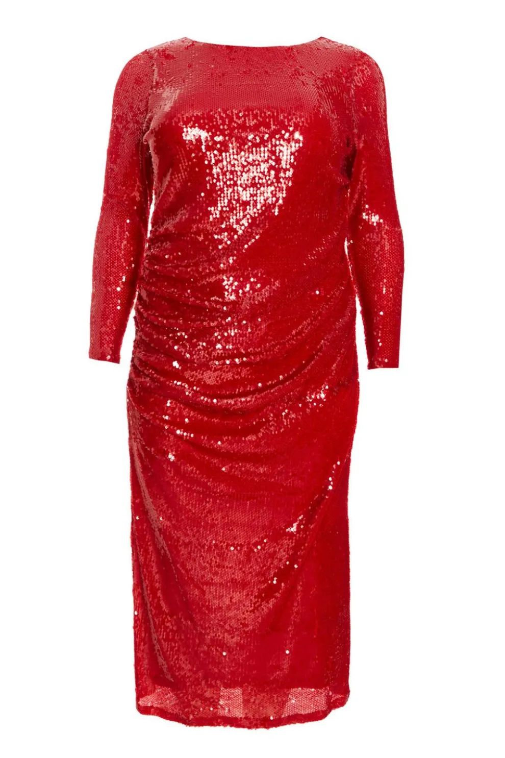 Curve Red Sequin Ruched Midaxi Dress
