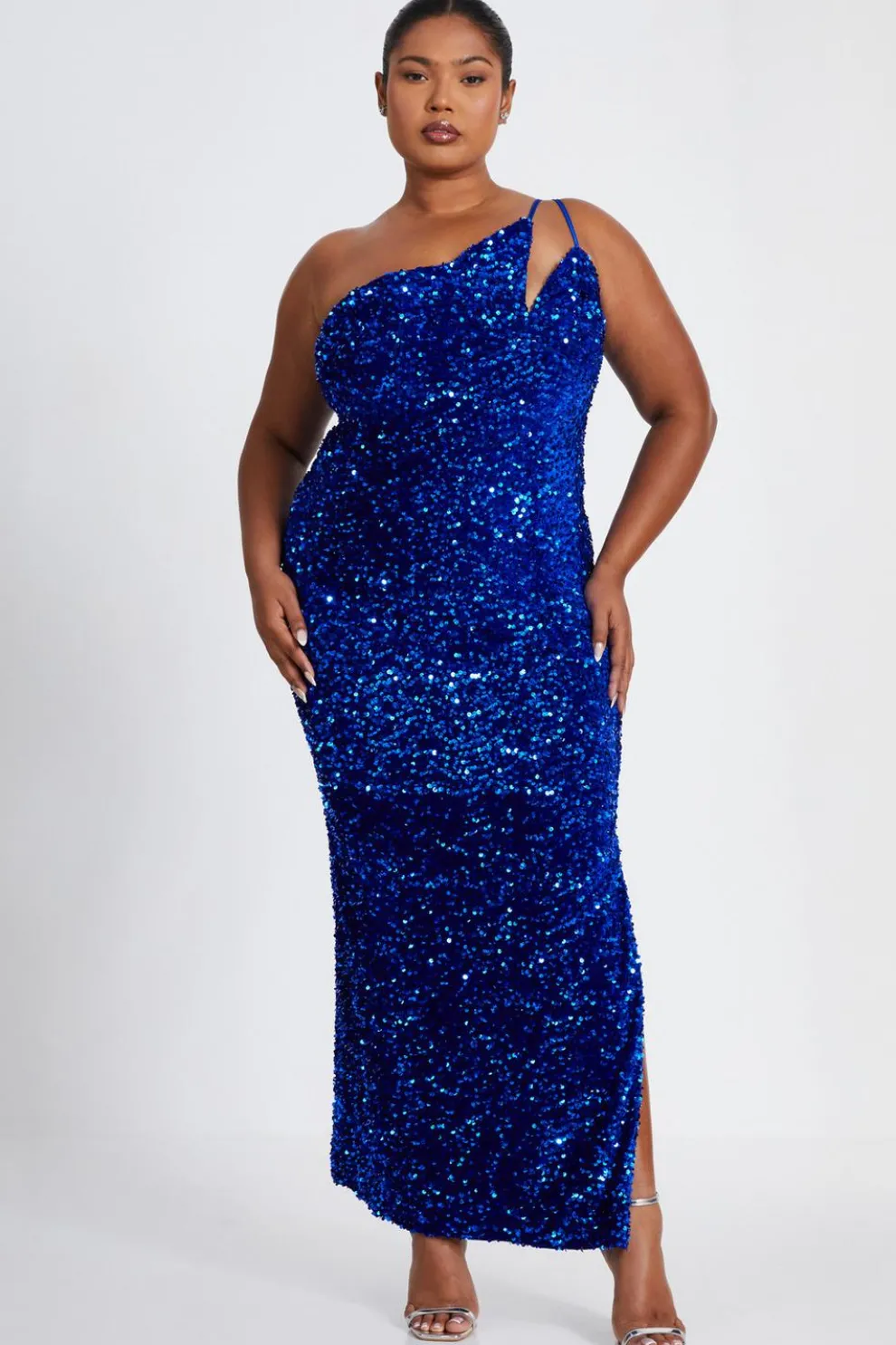 Curve Royal Blue Sequin Maxi Dress