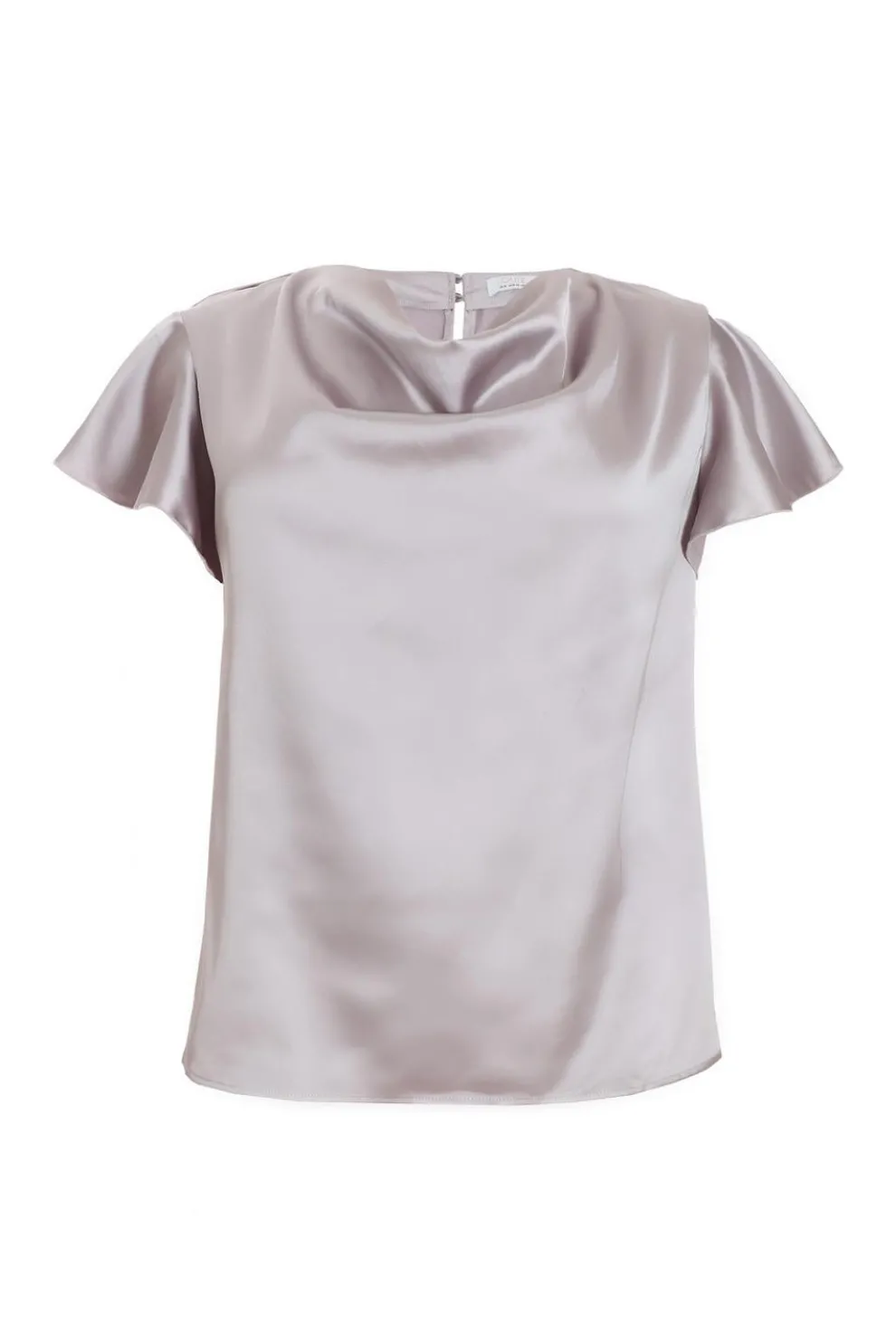 Curve Silver Satin Cowl Neck Top