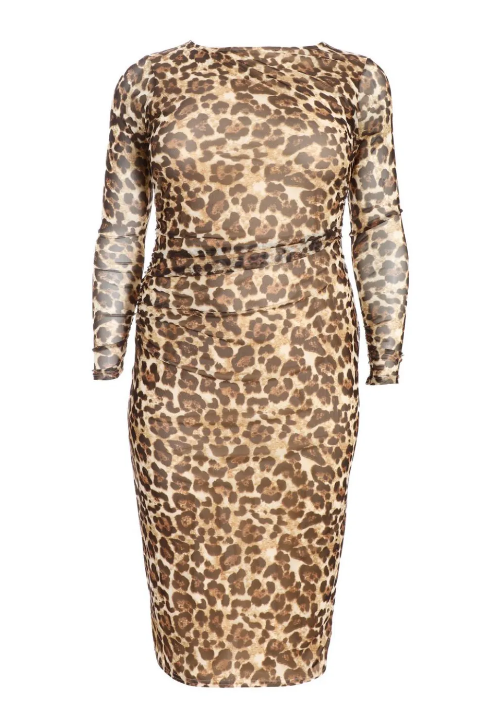 Curve Stone Leopard Print Mesh Midaxi Dress