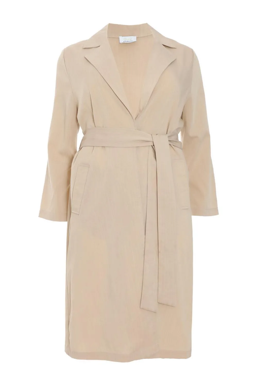 Curve Stone Linen Look Trench Jacket