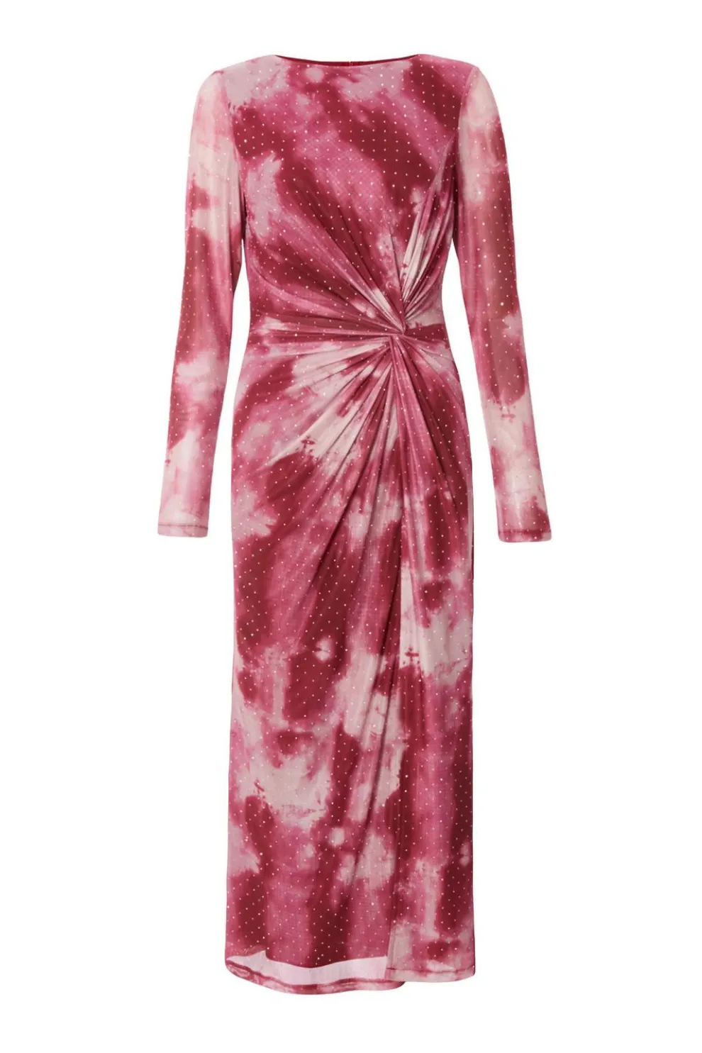 Dark Pink Marble Print Midaxi Dress