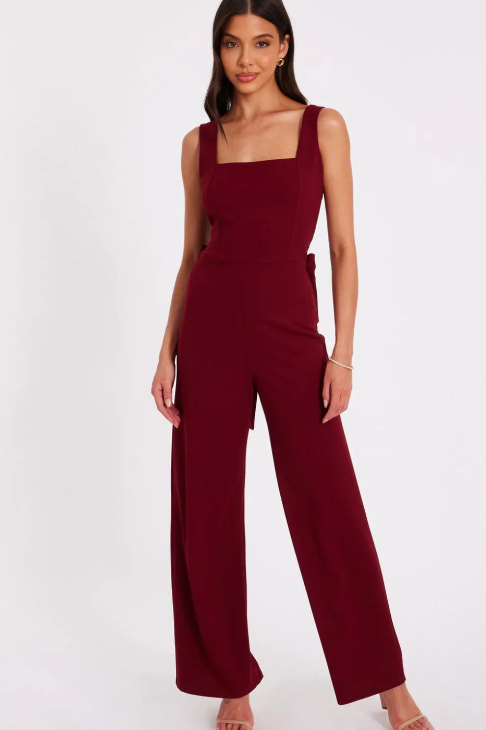 Dark Red Bow Back Jumpsuit