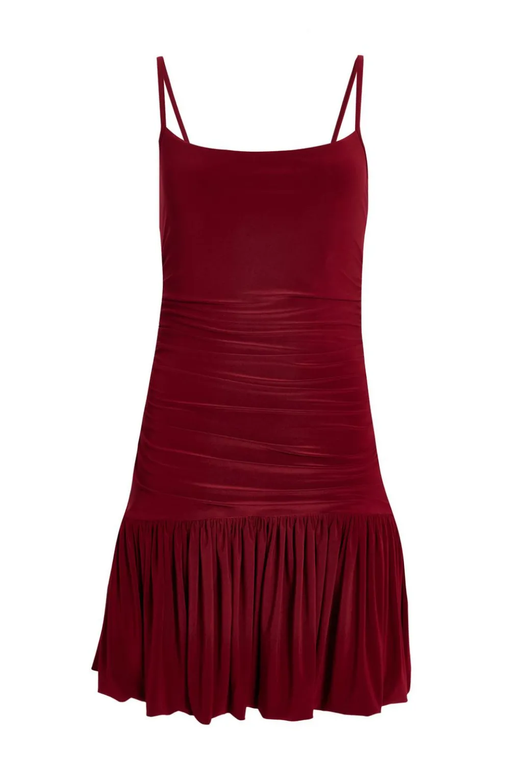 Dark Red Bubble Hem Mini Dress