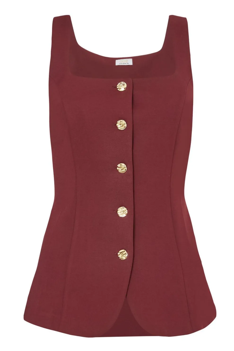 Dark Red Button Front Waistcoat