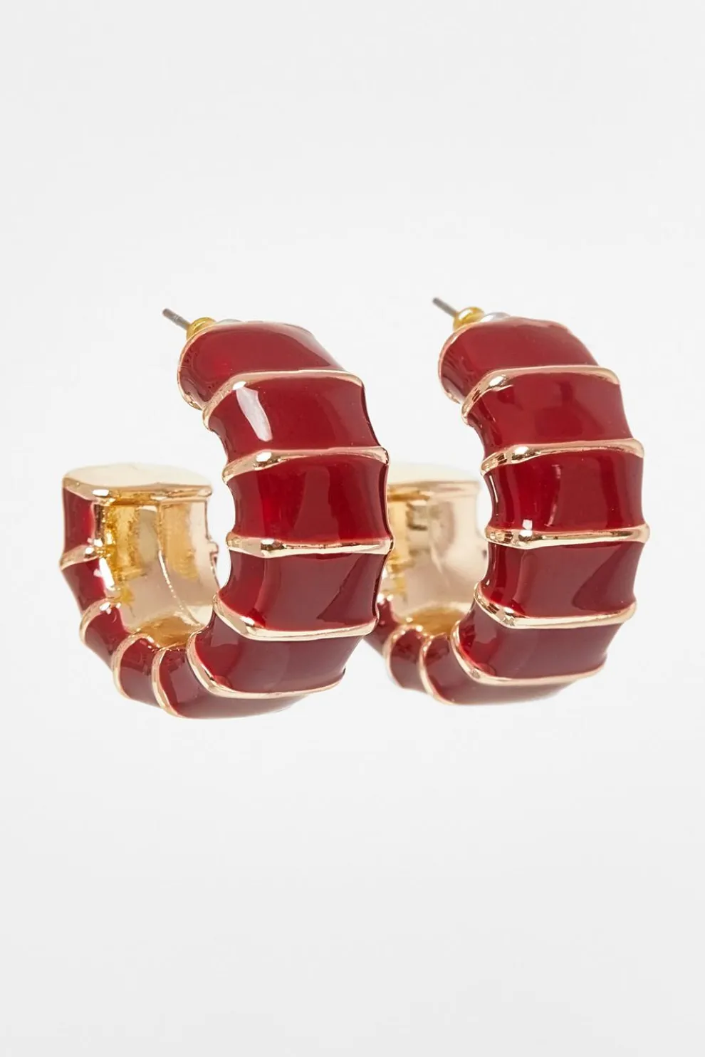 Dark Red Chunky Hoop Earrings