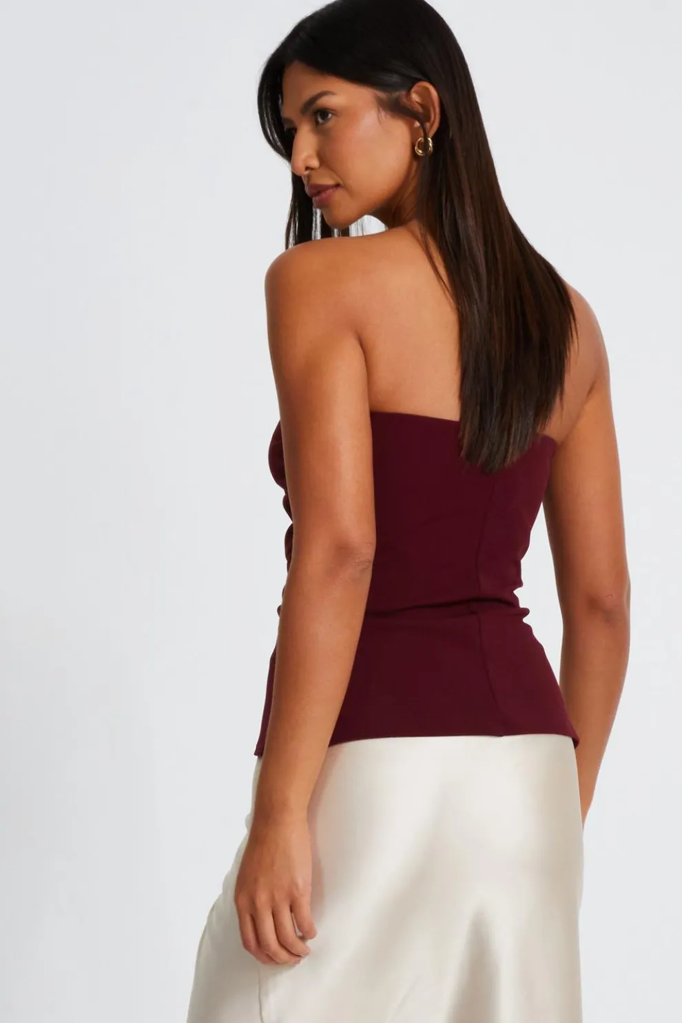 Dark Red Corsage Bandeau Top