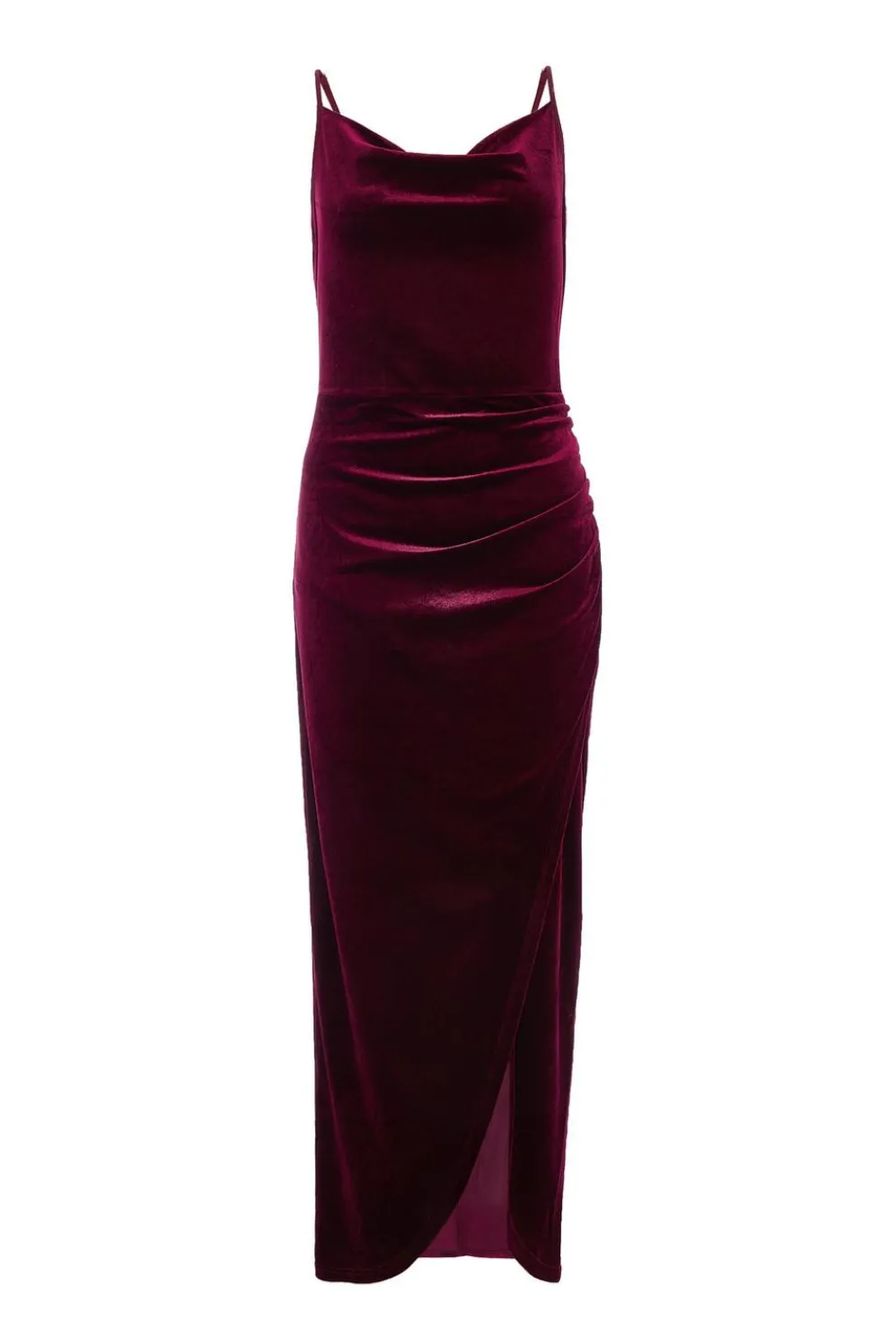Dark Red Cowl Neck Midaxi Dress