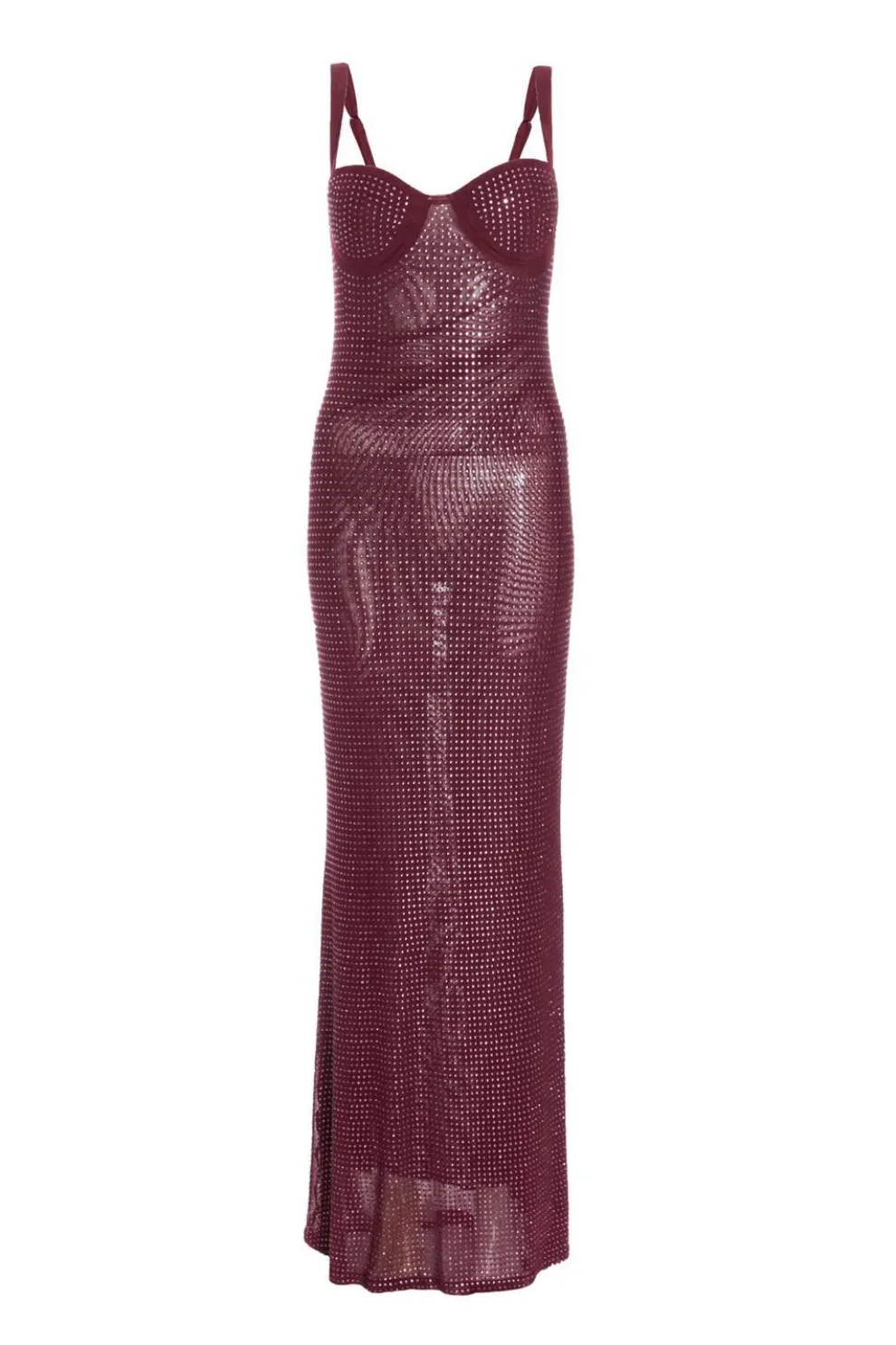 Dark Red Embellished Maxi Dress