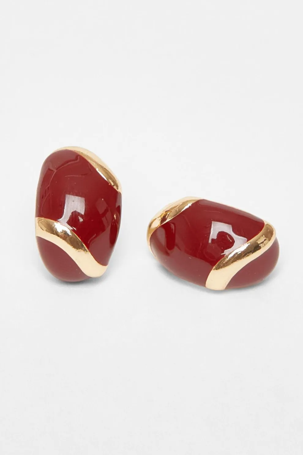 Dark Red Enamel Stud Earrings