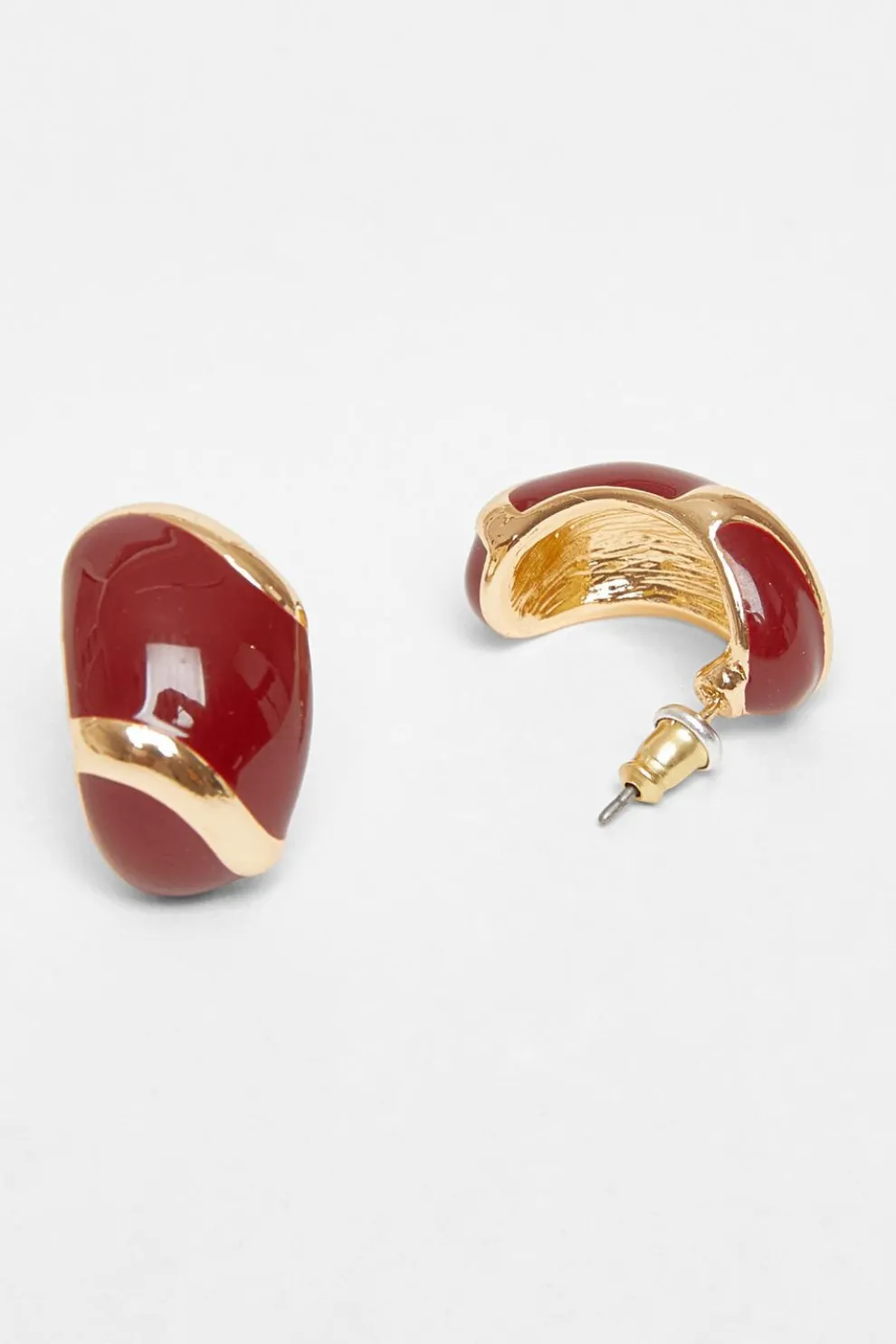 Dark Red Enamel Stud Earrings
