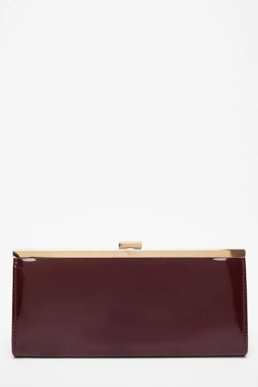 Dark Red Faux Leather Patent Clutch