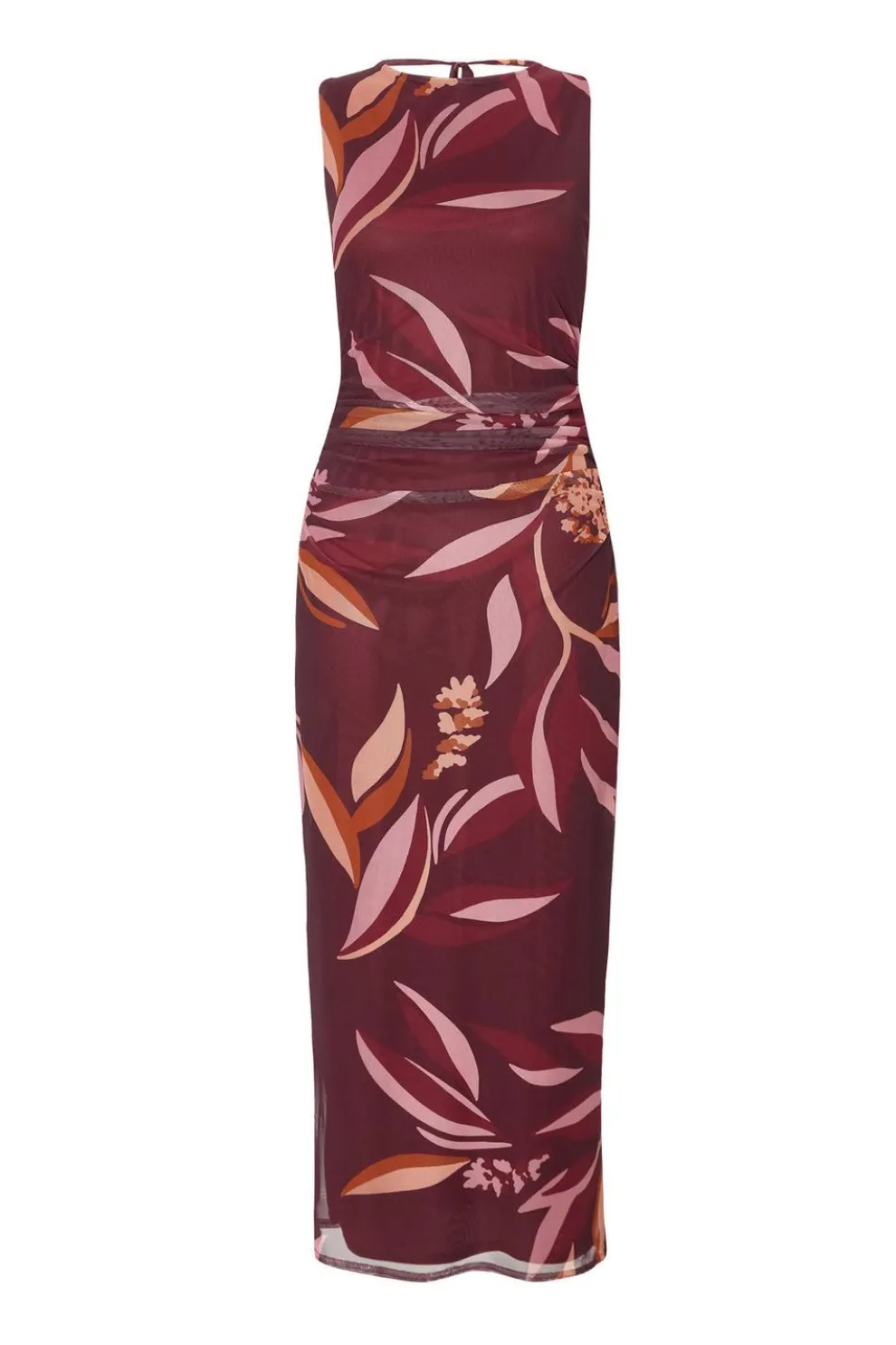Dark Red Floral Midaxi Dress