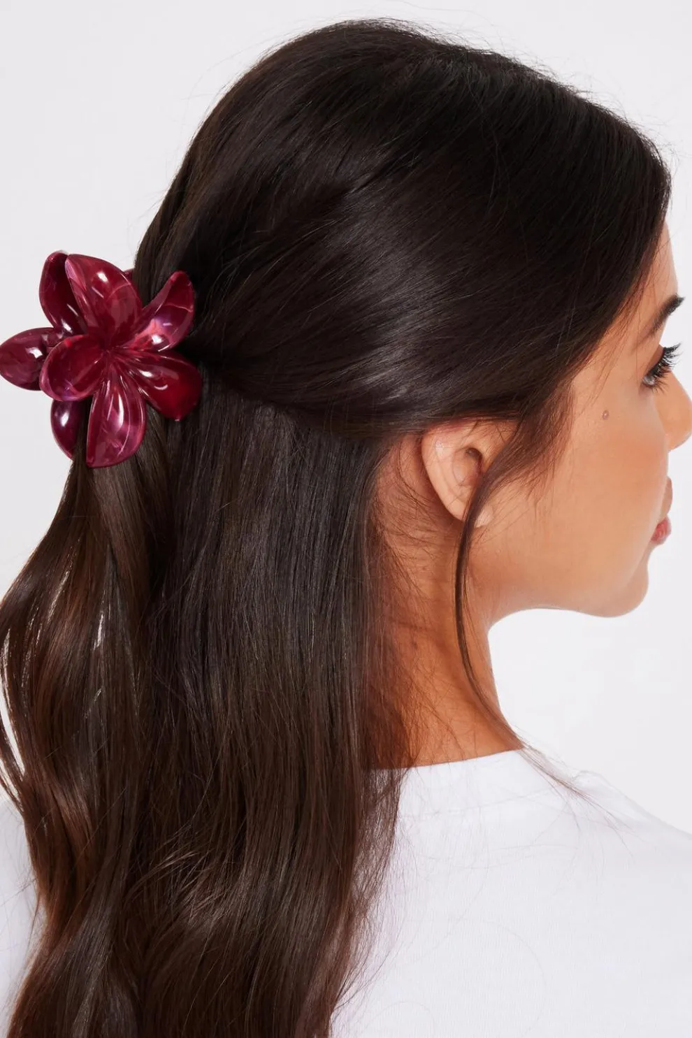 Dark Red Flower Hair Claw Set