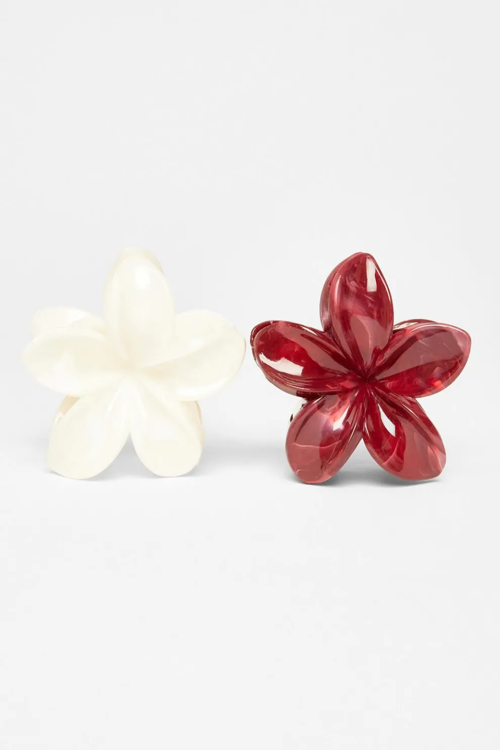 Dark Red Flower Hair Claw Set