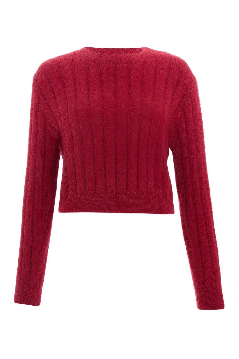 Dark Red Fluffy Knit Jumper