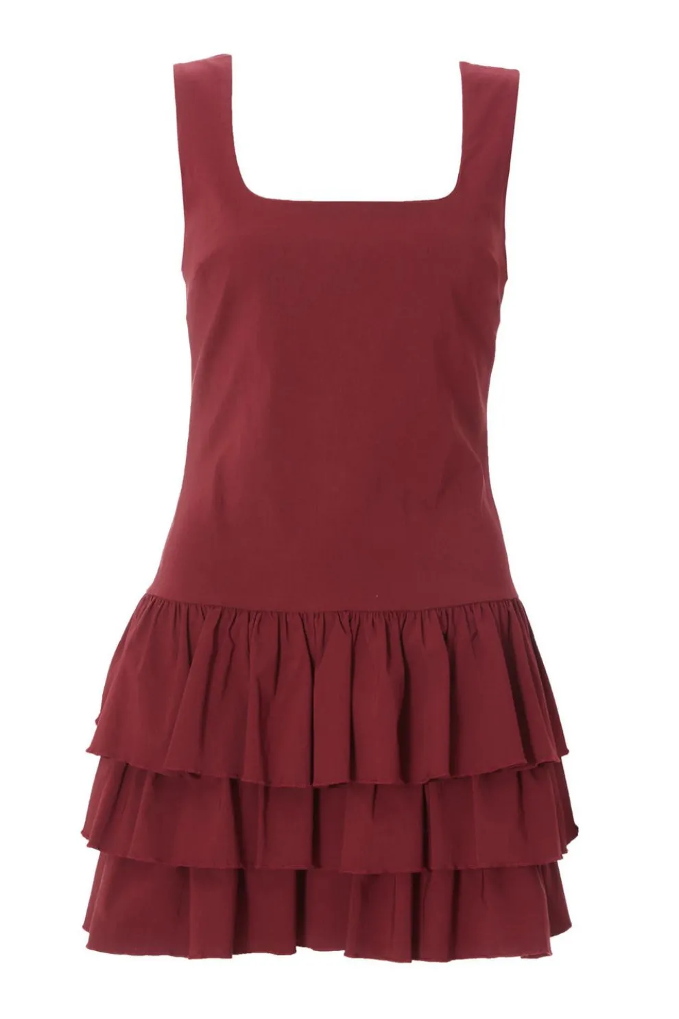 Dark Red Layered Mini Dress