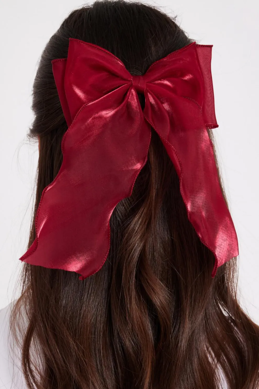 Dark Red Organza Hair Bow