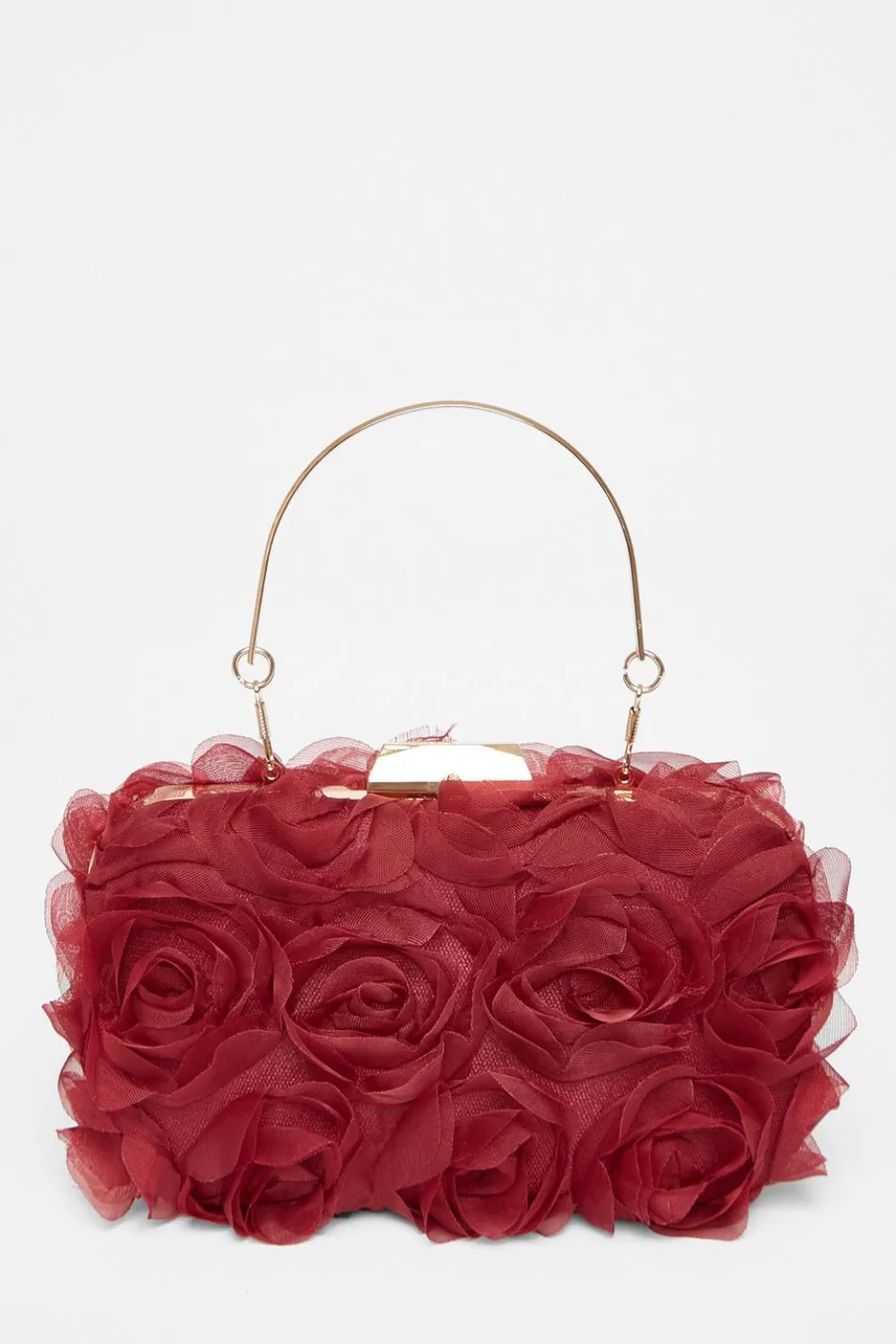 Dark Red Organza Rose Box Bag