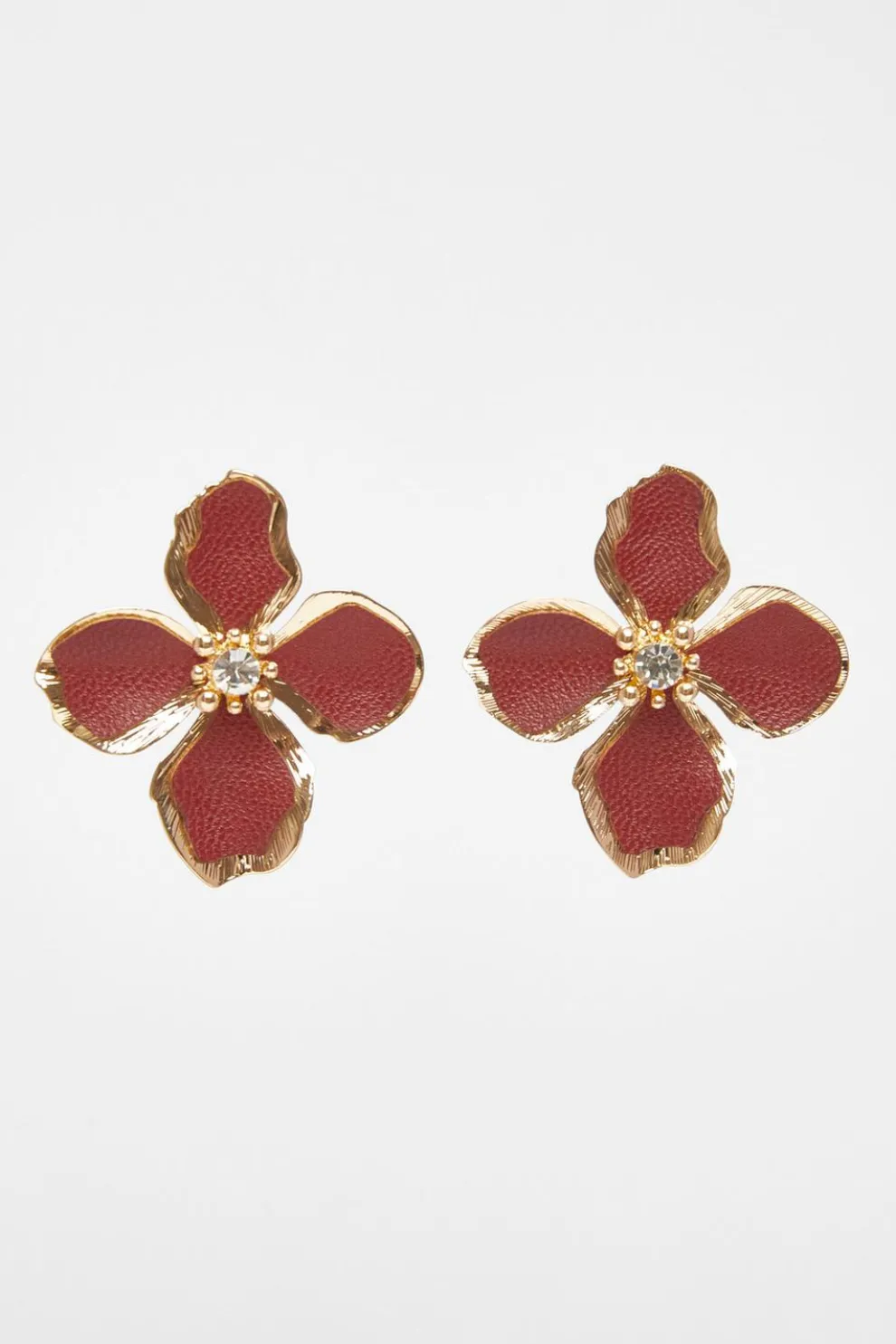 Dark Red Oversized Flower Earrings