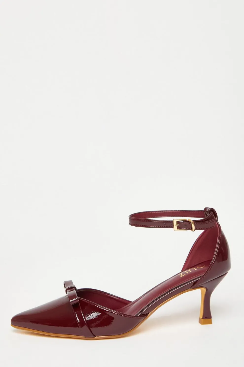 Dark Red Patent Bow Court Heels