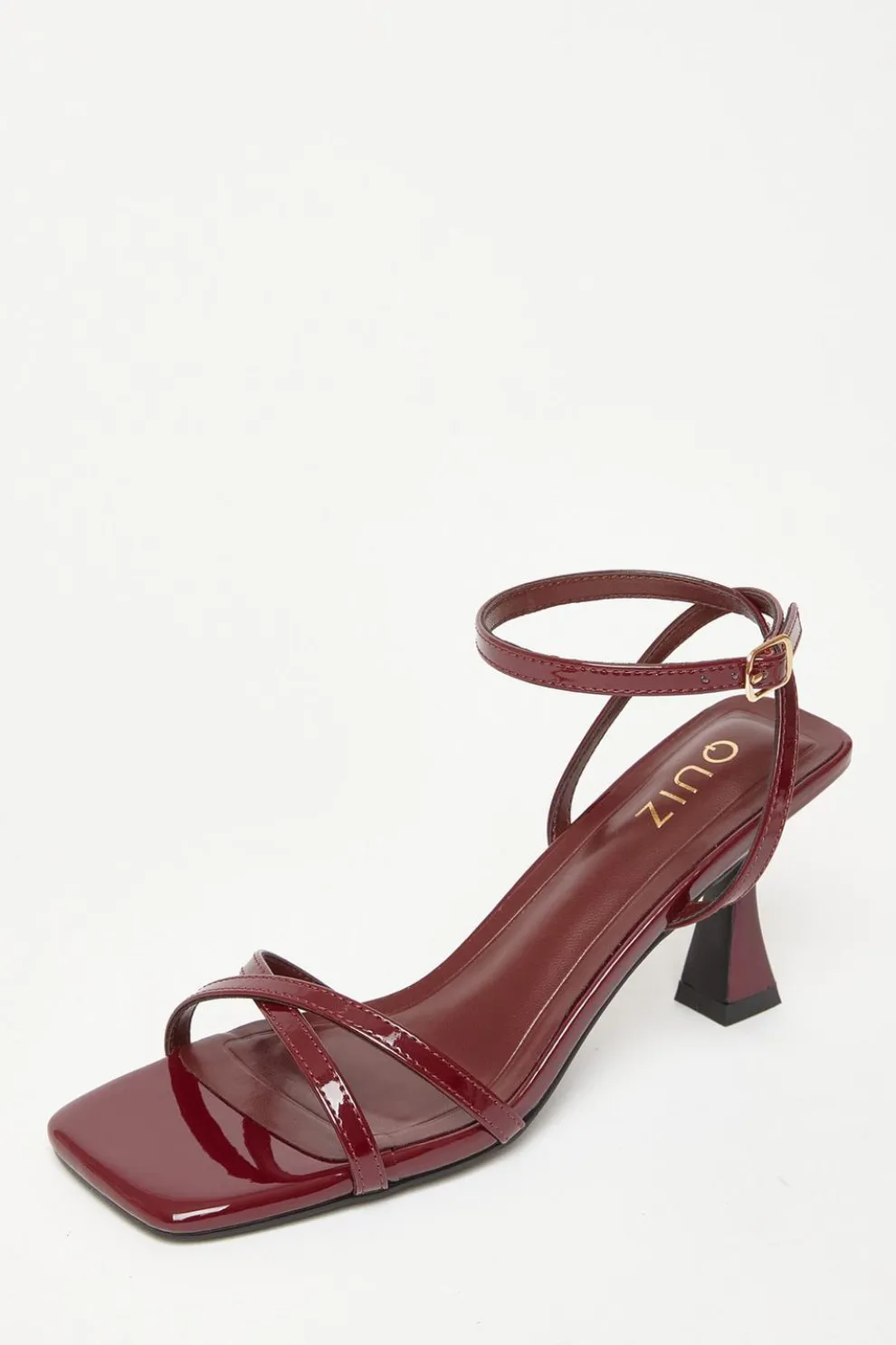 Dark Red Patent Flared Heels