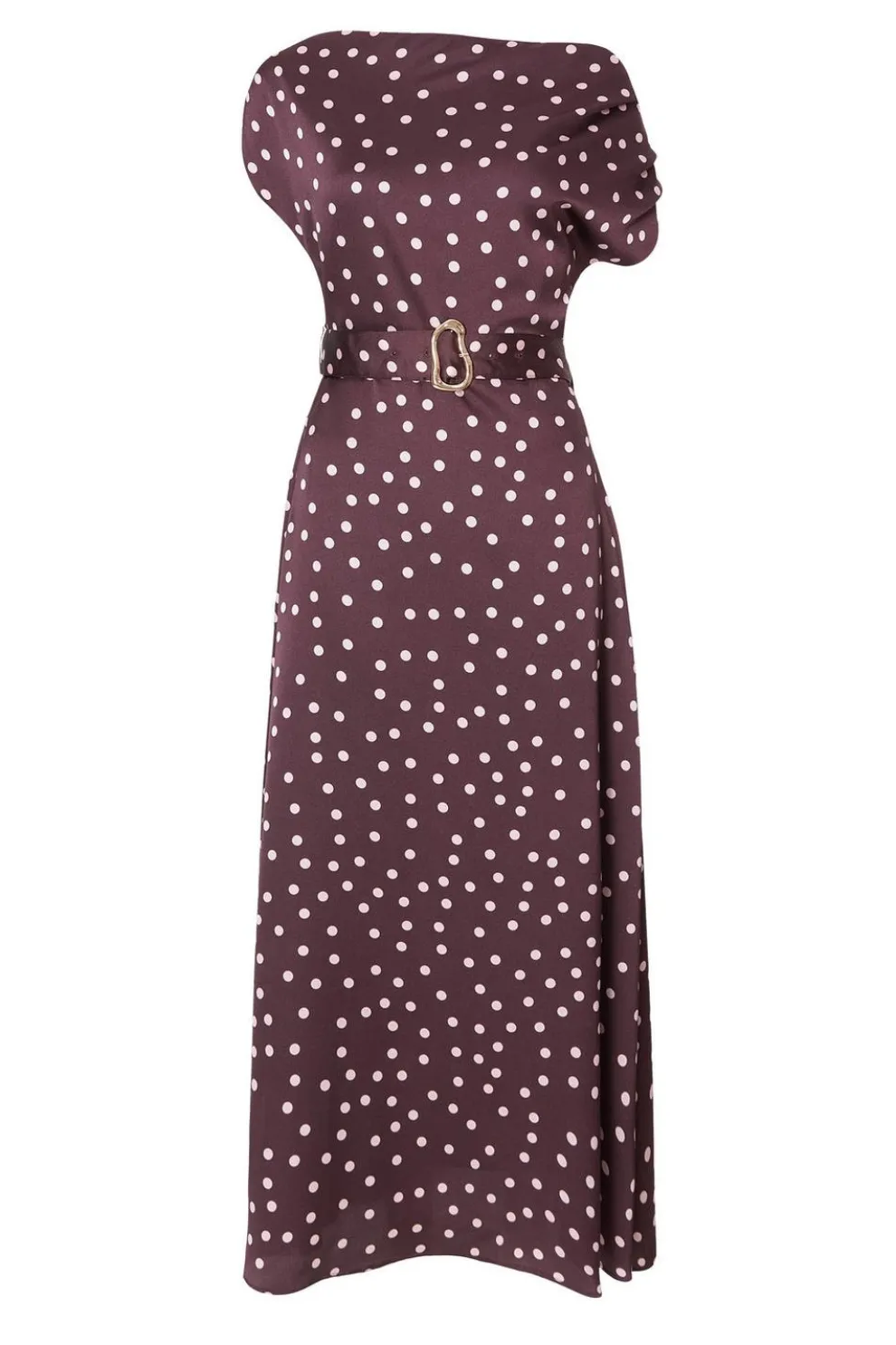 Dark Red Polka Dot Midaxi Dress