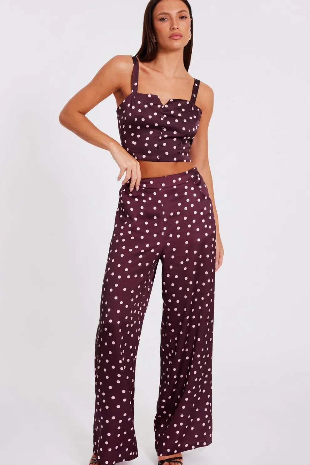 Dark Red Polka Dot Trousers